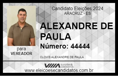 Candidato ALEXANDRE DE PAULA 2024 - ARACRUZ - Eleições