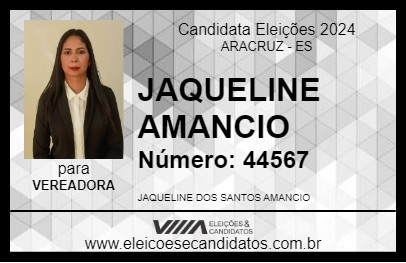 Candidato JAQUELINE AMANCIO 2024 - ARACRUZ - Eleições