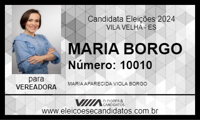 Candidato MARIA BORGO 2024 - VILA VELHA - Eleições