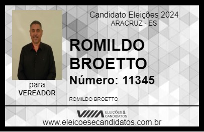 Candidato ROMILDO BROETTO 2024 - ARACRUZ - Eleições