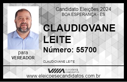 Candidato CLAUDIOVANE LEITE 2024 - BOA ESPERANÇA - Eleições