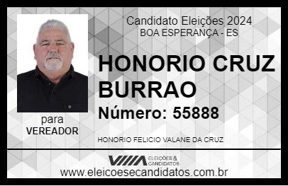 Candidato HONORIO CRUZ BURRAO 2024 - BOA ESPERANÇA - Eleições