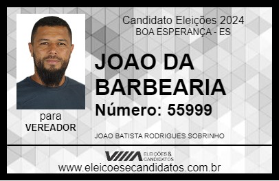 Candidato JOAO DA BARBEARIA 2024 - BOA ESPERANÇA - Eleições