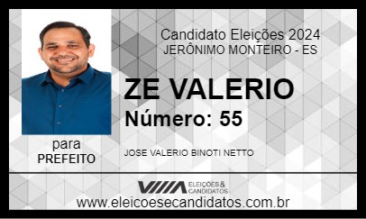 Candidato ZE VALERIO 2024 - JERÔNIMO MONTEIRO - Eleições