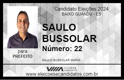 Candidato SAULO BUSSOLAR 2024 - BAIXO GUANDU - Eleições