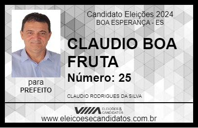 Candidato CLAUDIO BOA FRUTA 2024 - BOA ESPERANÇA - Eleições