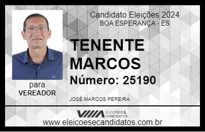 Candidato TENENTE MARCOS 2024 - BOA ESPERANÇA - Eleições