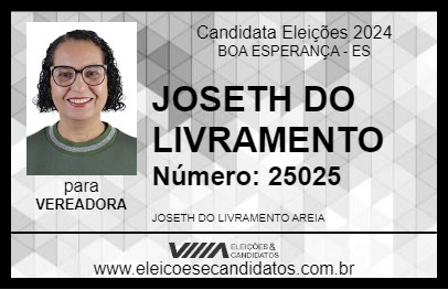 Candidato JOSETH DO LIVRAMENTO 2024 - BOA ESPERANÇA - Eleições