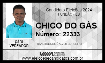 Candidato CHICO DO GÁS 2024 - FUNDÃO - Eleições