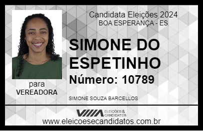 Candidato SIMONE DO ESPETINHO 2024 - BOA ESPERANÇA - Eleições