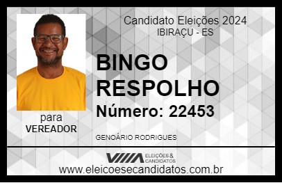 Candidato BINGO RESPOLHO 2024 - IBIRAÇU - Eleições