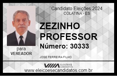 Candidato ZEZINHO PROFESSOR 2024 - COLATINA - Eleições