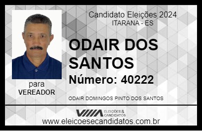 Candidato ODAIR DOS SANTOS 2024 - ITARANA - Eleições