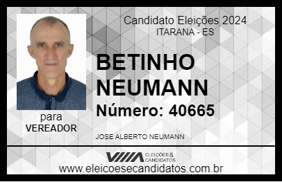 Candidato BETINHO NEUMANN 2024 - ITARANA - Eleições