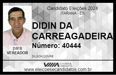 Candidato DIDIN DA CARREGADEIRA 2024 - ITARANA - Eleições