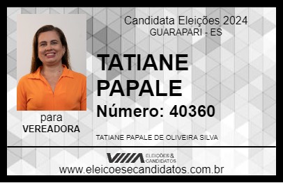 Candidato TATIANE PAPALE 2024 - GUARAPARI - Eleições