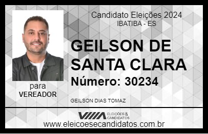 Candidato GEILSON DE SANTA CLARA 2024 - IBATIBA - Eleições