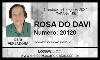 Candidato ROSA DO DAVI 2024 - ITARANA - Eleições