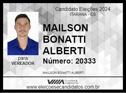 Candidato MAILSON BONATTI ALBERTI 2024 - ITARANA - Eleições