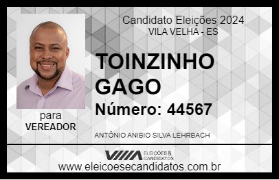 Candidato TOINZINHO GAGO 2024 - VILA VELHA - Eleições