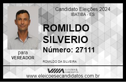 Candidato ROMILDO SILVERIO 2024 - IBATIBA - Eleições