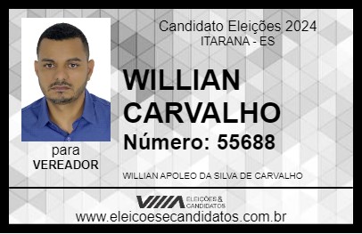 Candidato WILLIAN CARVALHO 2024 - ITARANA - Eleições