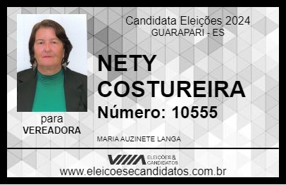 Candidato NETY COSTUREIRA 2024 - GUARAPARI - Eleições