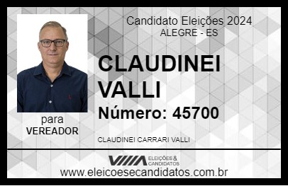 Candidato CLAUDINEI VALLI 2024 - ALEGRE - Eleições