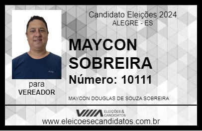 Candidato MAYCON SOBREIRA 2024 - ALEGRE - Eleições