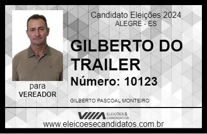 Candidato GILBERTO DO TRAILER 2024 - ALEGRE - Eleições