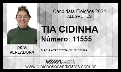 Candidato TIA CIDINHA 2024 - ALEGRE - Eleições