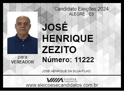 Candidato JOSÉ HENRIQUE ZEZITO 2024 - ALEGRE - Eleições