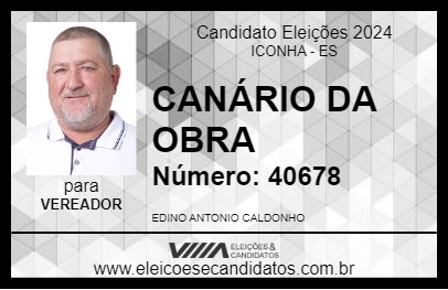 Candidato CANÁRIO DA OBRA 2024 - ICONHA - Eleições