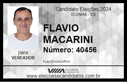 Candidato FLAVIO MACARINI 2024 - ICONHA - Eleições