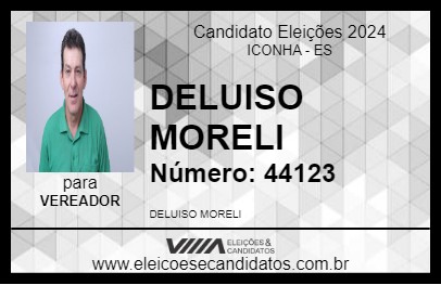 Candidato DELUISO MORELI 2024 - ICONHA - Eleições