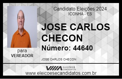 Candidato JOSE CARLOS CHECON 2024 - ICONHA - Eleições