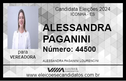 Candidato ALESSANDRA PAGANINI 2024 - ICONHA - Eleições