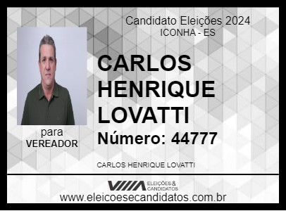 Candidato CARLOS HENRIQUE LOVATTI 2024 - ICONHA - Eleições