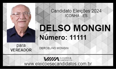 Candidato DELSO MONGIN 2024 - ICONHA - Eleições