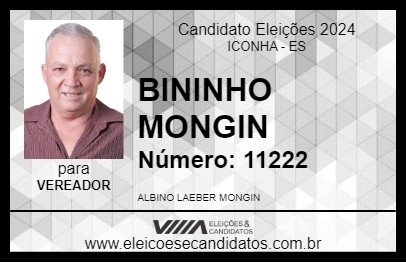 Candidato BININHO MONGIN 2024 - ICONHA - Eleições