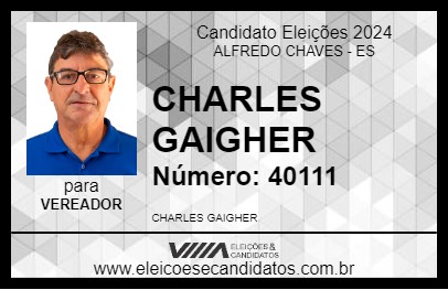 Candidato CHARLES GAIGHER 2024 - ALFREDO CHAVES - Eleições