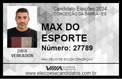 Candidato MAX DO ESPORTE 2024 - CONCEIÇÃO DA BARRA - Eleições