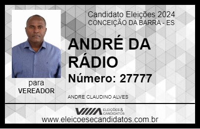 Candidato ANDRÉ DA RÁDIO 2024 - CONCEIÇÃO DA BARRA - Eleições