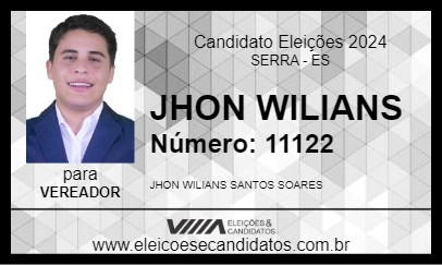 Candidato JHON WILIANS 2024 - SERRA - Eleições