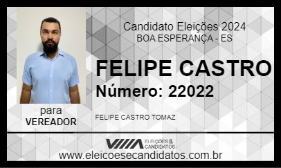 Candidato FELIPE CASTRO 2024 - BOA ESPERANÇA - Eleições