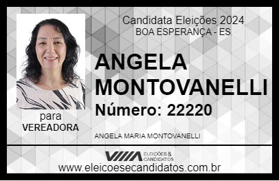 Candidato ANGELA MONTOVANELLI 2024 - BOA ESPERANÇA - Eleições