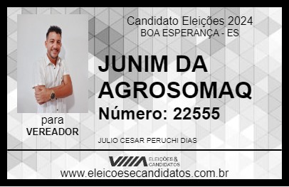 Candidato JUNIM DA AGROSOMAQ 2024 - BOA ESPERANÇA - Eleições