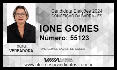 Candidato IONE GOMES 2024 - CONCEIÇÃO DA BARRA - Eleições