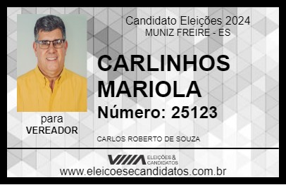 Candidato CARLINHOS MARIOLA 2024 - MUNIZ FREIRE - Eleições