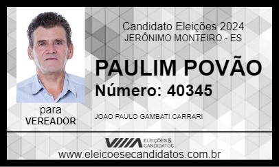 Candidato PAULIM POVÃO 2024 - JERÔNIMO MONTEIRO - Eleições